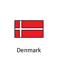 National Flagge von Dänemark im einfach Farben mit Name Vektor Symbol Illustration