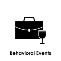 Büro Tasche, Glas, Verhalten Veranstaltungen Vektor Symbol Illustration