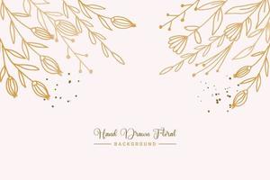 elegant gyllene blommig bakgrund med hand dragen blommor och löv illustration dekoration vektor