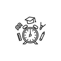 Uhr Buch Stift Lineal Vektor Symbol Illustration