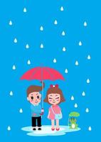 pojke och flicka med regn vektor