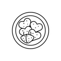 Pfannkuchen, Herz, Erdbeeren, Frühstück Vektor Symbol Illustration