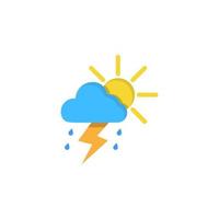 Wolke Sonne Regen Tropfen Blitz Vektor Symbol Illustration