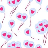 nahtloses Muster von fliegenden Luftballons mit Herz für die Hochzeit oder den Valentinstag. vektor