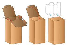 Box Verpackung gestanzte Vorlage Design. 3D-Modell vektor