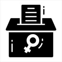 röstning låda med feminin symbol, vektor design av feminism röstning
