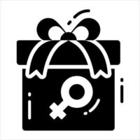skön insvept gåva låda med feminin symbol, ett ikon av kvinnor dag gåva vektor