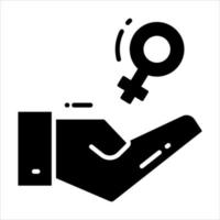 weiblich Symbol auf Hand, Symbol von Frauen Pflege im editierbar Stil vektor