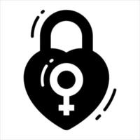 Herz sperren mit weiblich Geschlecht Symbol, Vektor Design von Feminismus