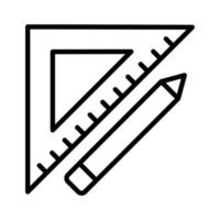 Lineal Dreieck und Bleistift Zimmerei Gliederung Symbol Vektor Illustration