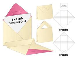 inbjudan kuvert förpackning stansad mall design. 3d mock-up vektor