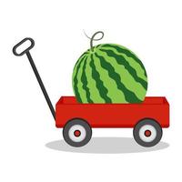 vagn med vattenmelon, vektor illustration