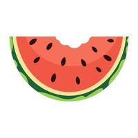 gebissen Wassermelone auf Weiß Hintergrund, Vektor Illustration