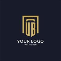 du är logotyp första med geometrisk skydda form design stil vektor