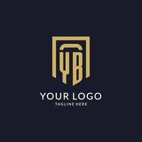 yb logotyp första med geometrisk skydda form design stil vektor