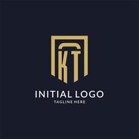 kt Logo Initiale mit geometrisch Schild gestalten Design Stil vektor