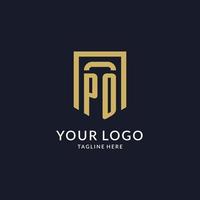 po logotyp första med geometrisk skydda form design stil vektor