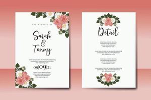 Hochzeit Einladung Rahmen Satz, Blumen- Aquarell Digital Hand gezeichnet Dahlie Blume Design Einladung Karte Vorlage vektor