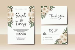 Hochzeit Einladung Rahmen Satz, Blumen- Aquarell Digital Hand gezeichnet Kamelie Blume Design Einladung Karte Vorlage vektor