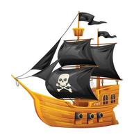 trä- pirat fartyg illustration i tecknad serie stil vektor
