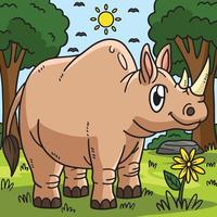 noshörning djur- färgad tecknad serie illustration vektor