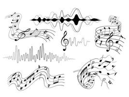 musik anteckningar musikalisk element vektor illustration på vit bakgrund