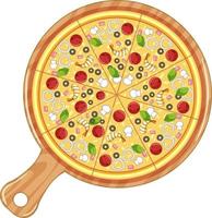 Draufsicht der traditionellen italienischen Pizza lokalisiert auf weißem Hintergrund