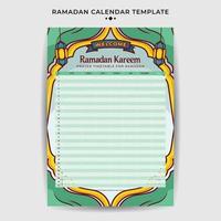platt ramadan kalender schema mall med hand dragen islamic illustration prydnad vektor