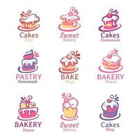 Kuchen und Bäckerei Logo Sammlung vektor