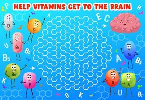 Labyrinth Matze Spiel Karikatur Vitamin Zeichen vektor