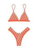 tvådelad kvinnlig baddräkt med randigt tryck. modernt mode elegant bikini baddräkt. vektor platt tecknad illustration. badkläder