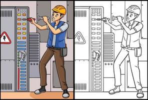 elektriker färg sida färgad illustration vektor