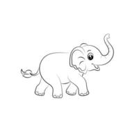 Elefant Färbung Seite zum Kinder Hand gezeichnet Elefant Gliederung Illustration vektor