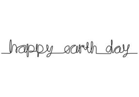 Weltumwelttag Minimalismus Vektor Web Banner, Poster mit Schriftzug Happy Earth Day. eine durchgehende Strichzeichnung. Rette unseren Planeten und mache ihn zu einem besseren Ort. zurück zum Naturkonzept