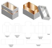 låda förpackning stansad mall design. 3d mock-up vektor