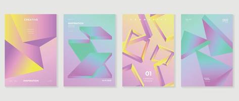 abstrakt Gradient Hintergrund Vektor Satz. minimalistisch Stil Startseite Vorlage mit beschwingt Perspektive 3d geometrisch Prisma Formen Sammlung. Ideal Design zum Sozial Medien, Poster, Abdeckung, Banner, Flyer.