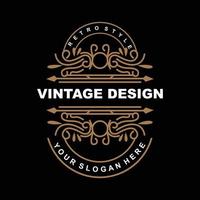 retro årgång design, lyxig minimalistisk vektor prydnad logotyp, med mandala och batik stil, produkt varumärke illustration, inbjudan, baner, mode