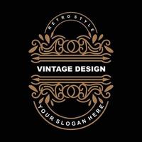 retro årgång design, lyxig minimalistisk vektor prydnad logotyp, med mandala och batik stil, produkt varumärke illustration, inbjudan, baner, mode