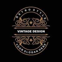 Retro-Vintage-Design, luxuriöses minimalistisches Vektor-Ornament-Logo, mit Mandala- und Batik-Stil, Produktmarkenillustration, Einladung, Banner, Mode vektor