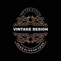 Retro-Vintage-Design, luxuriöses minimalistisches Vektor-Ornament-Logo, mit Mandala- und Batik-Stil, Produktmarkenillustration, Einladung, Banner, Mode vektor