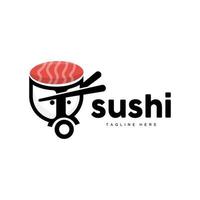 sushi logotyp, japansk snabb mat design, vektor ikon mall symbol