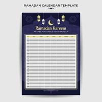 Ramadan Kalender mit iftar Zeit Zeitplan Tabelle vektor