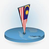 malaysia Karta i runda isometrisk stil med triangel- 3d flagga av malaysia vektor