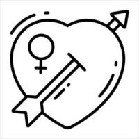 Amor Herz mit weiblich Geschlecht Symbol, Frauen Tag Vektor Design