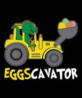 äggscavator ägg kavator barn småbarn söt påsk ägg jaga Lycklig påsk dag skjorta skriva ut mall grävare traktor dinosaurie t rex vektor klämma konst illustration