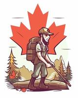 kanadensisk vandrare med lönn blad bakgrund vektor