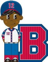 b ist zum Baseball Spieler Alphabet Lernen lehrreich Illustration vektor