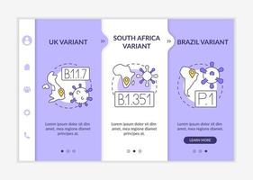 Onboarding-Vektor-Vorlage für Virustypen vektor