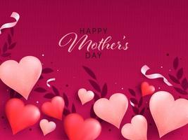 glücklich Mutter Tag Konzept mit stilvoll Text und Herz Formen auf Rosa Hintergrund. vektor