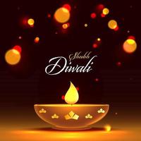mörk brun bokeh bakgrund med belysa olja lampa för Lycklig diwali firande. vektor